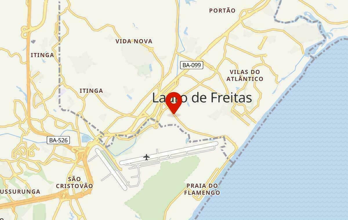 Mapa de Lauro de Freitas na Bahia