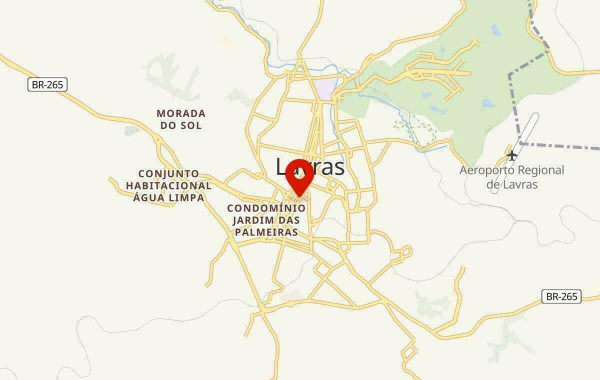 Mapa de Lavras em Minas Gerais
