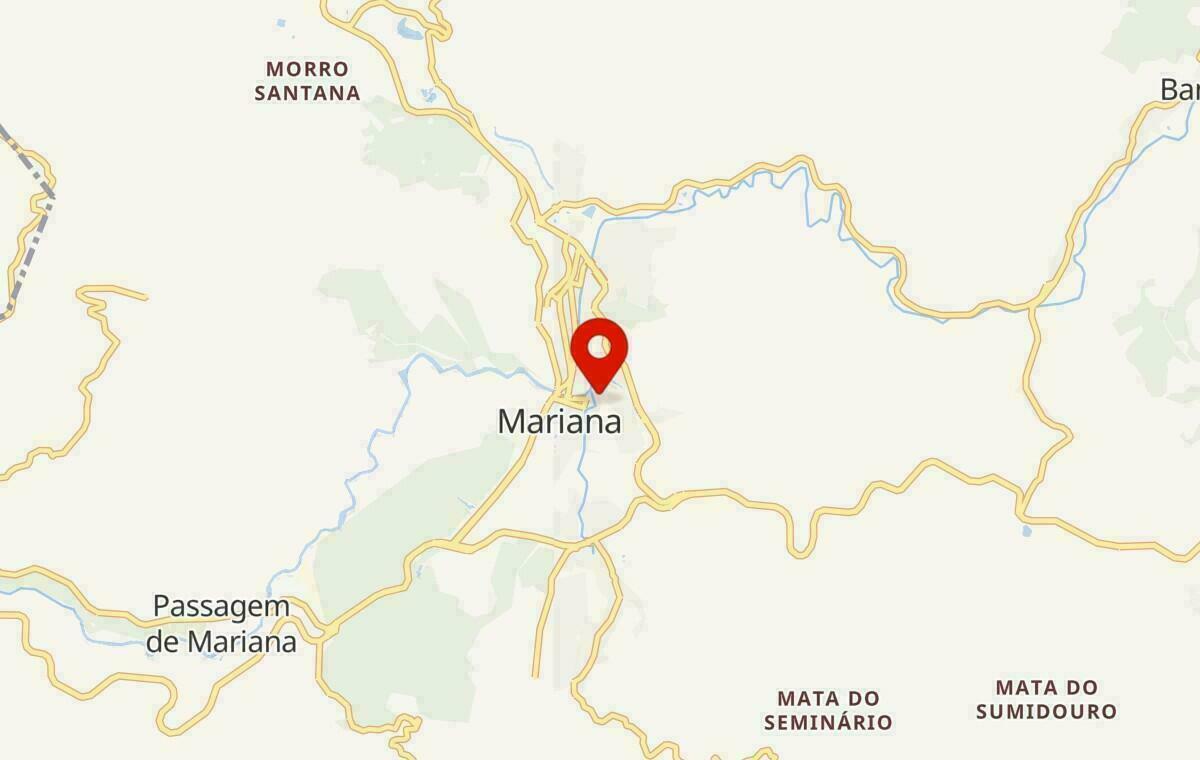 Mapa de Mariana em Minas Gerais