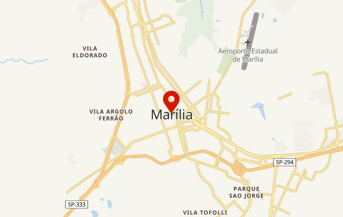 Mapa de Marília em São Paulo