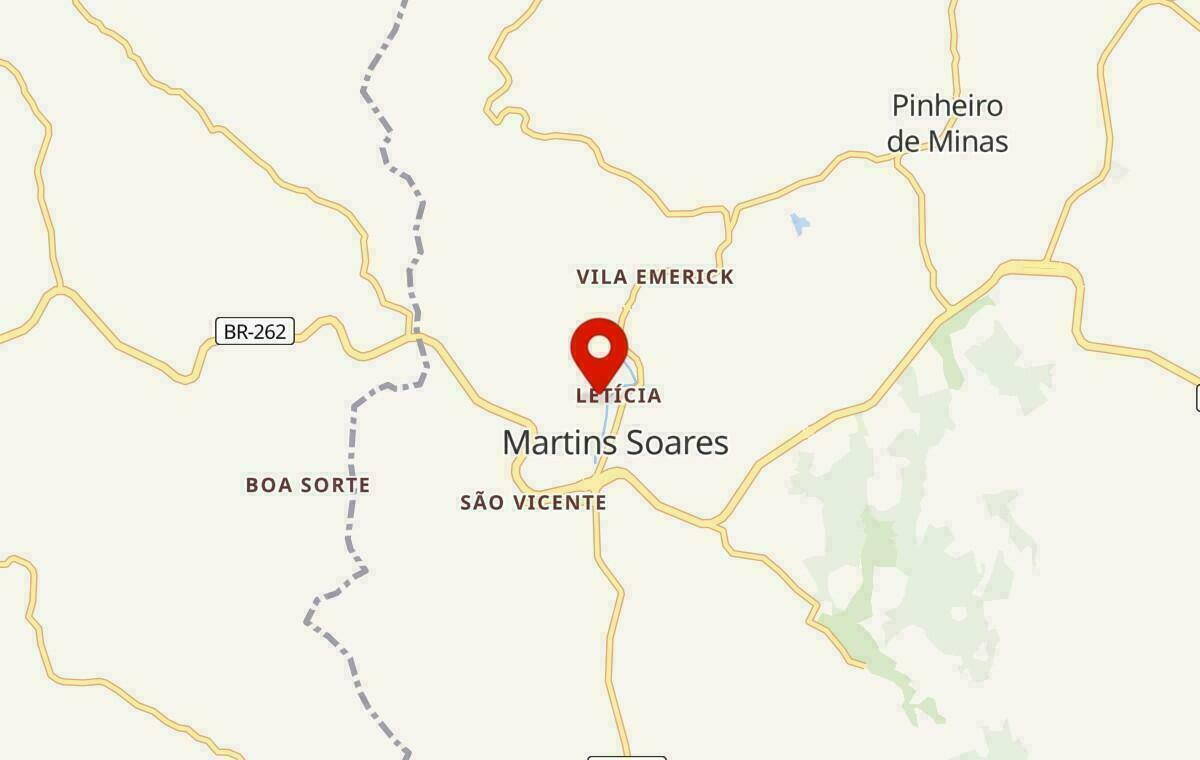 Mapa de Martins Soares em Minas Gerais