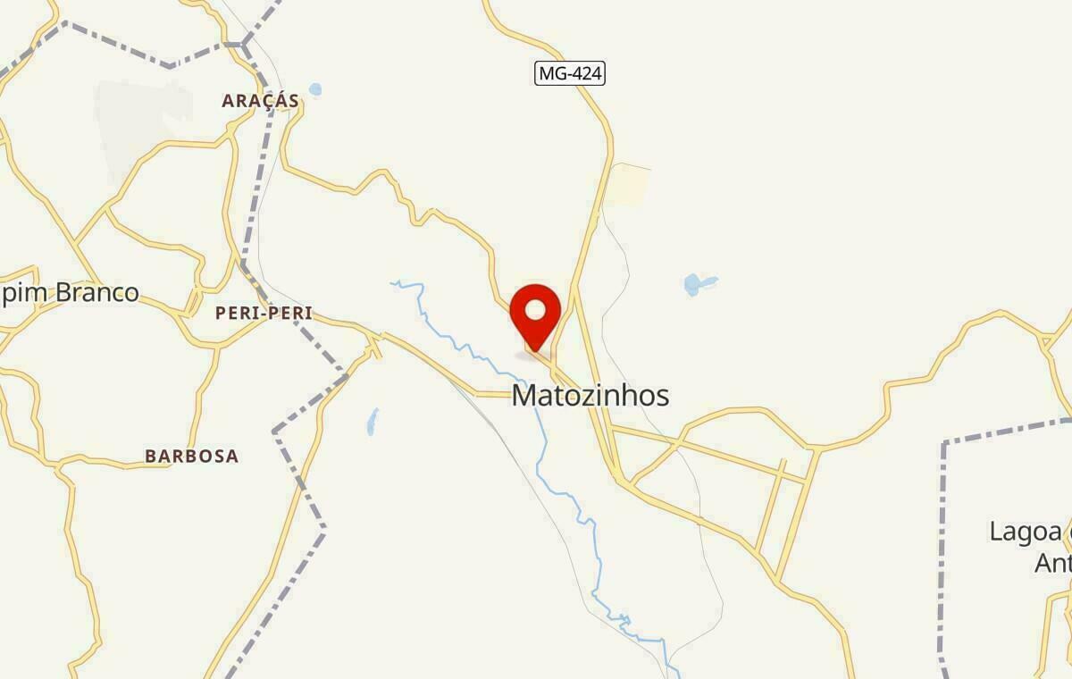 Mapa de Matozinhos em Minas Gerais