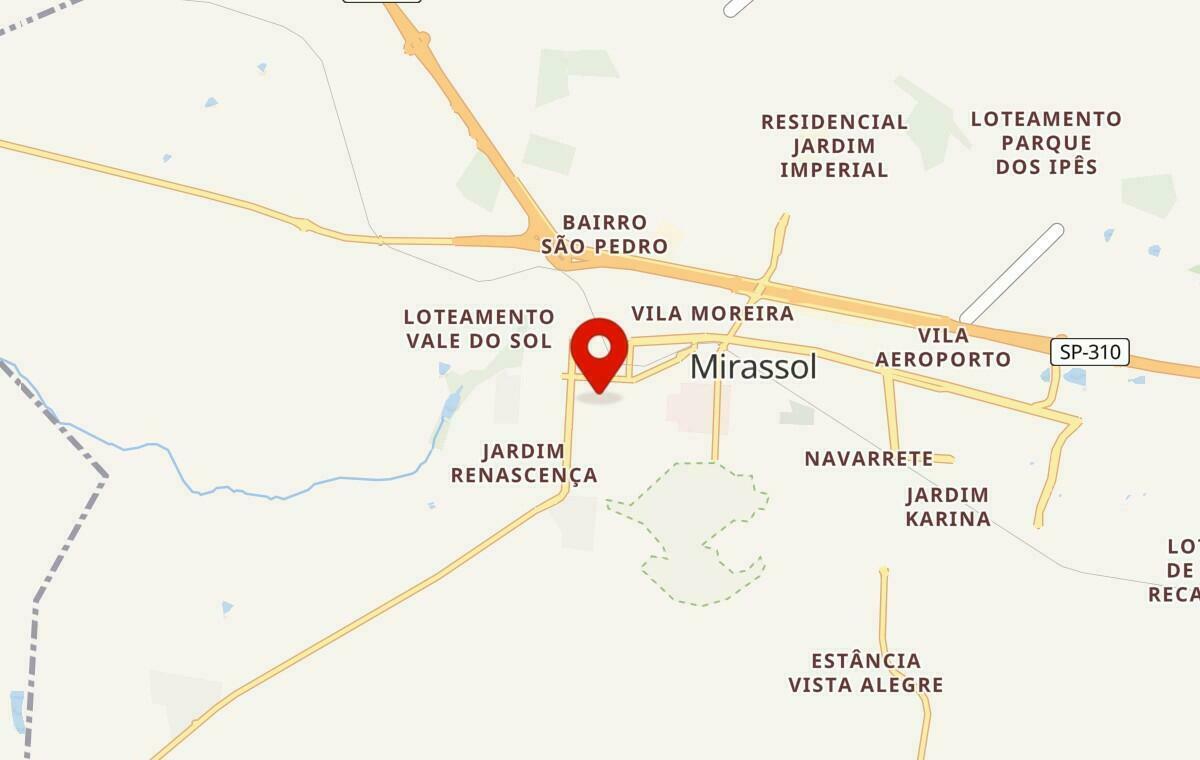 Mapa de Mirassol em São Paulo