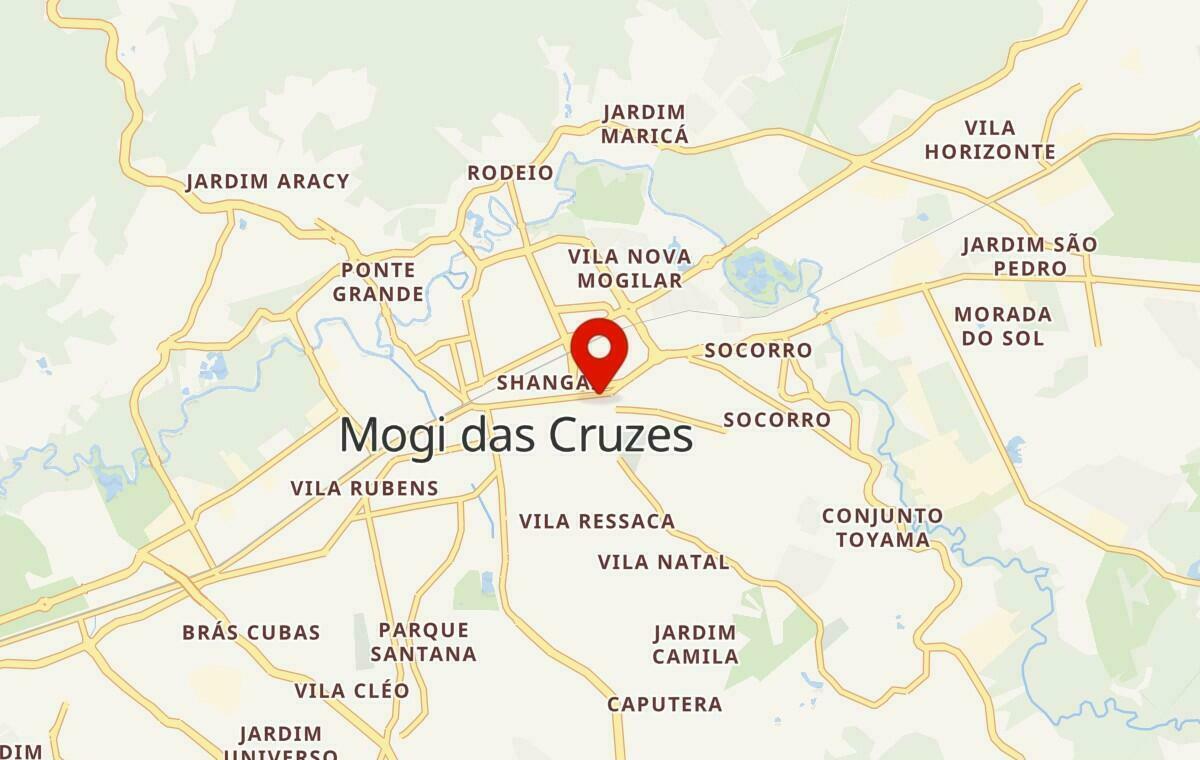 Mapa de Mogi das Cruzes em São Paulo