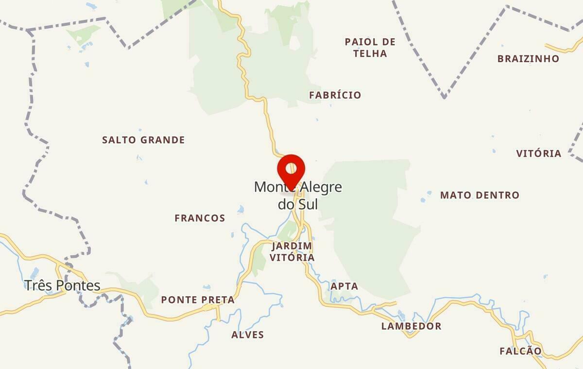 Mapa de Monte Alegre do Sul em São Paulo