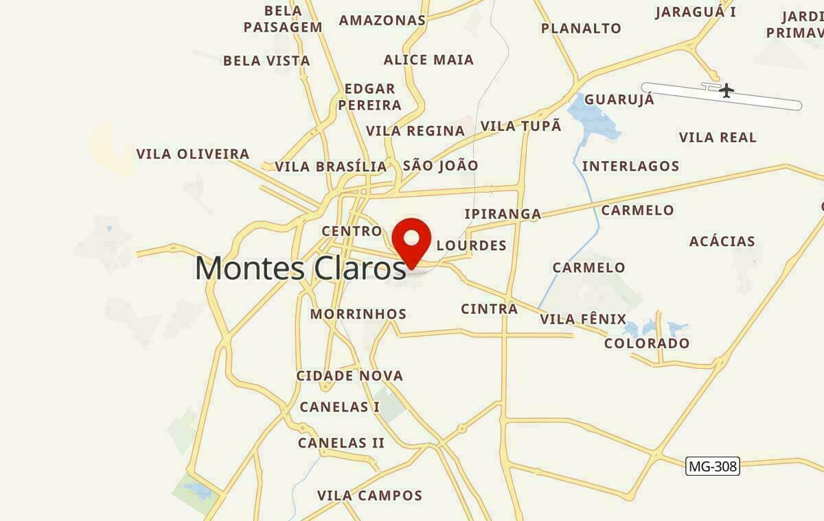 Mapa de Montes Claros em Minas Gerais