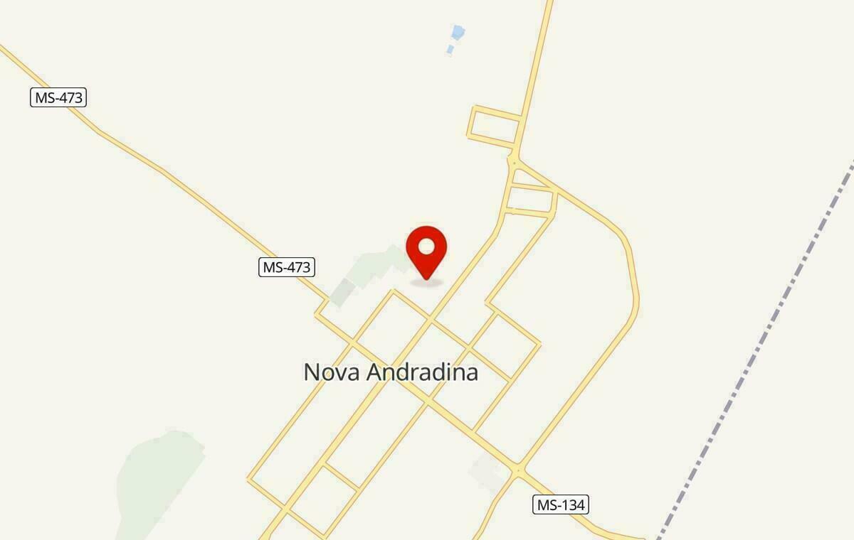 Mapa de Nova Andradina no Mato Grosso do Sul
