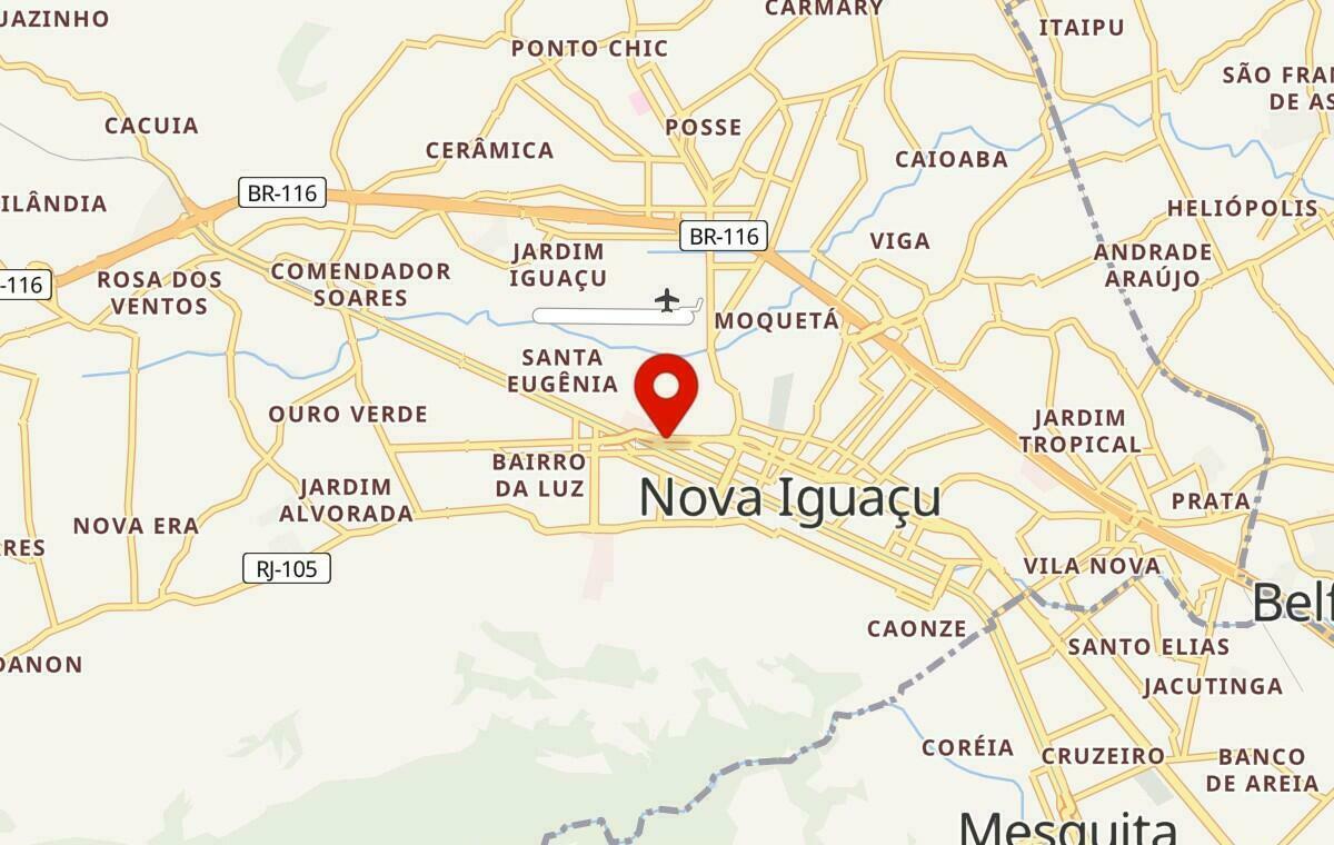 Mapa de Nova Iguaçu no Rio de Janeiro