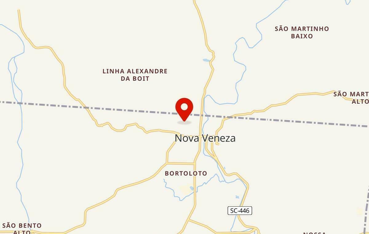 Mapa de Nova Veneza em Santa Catarina