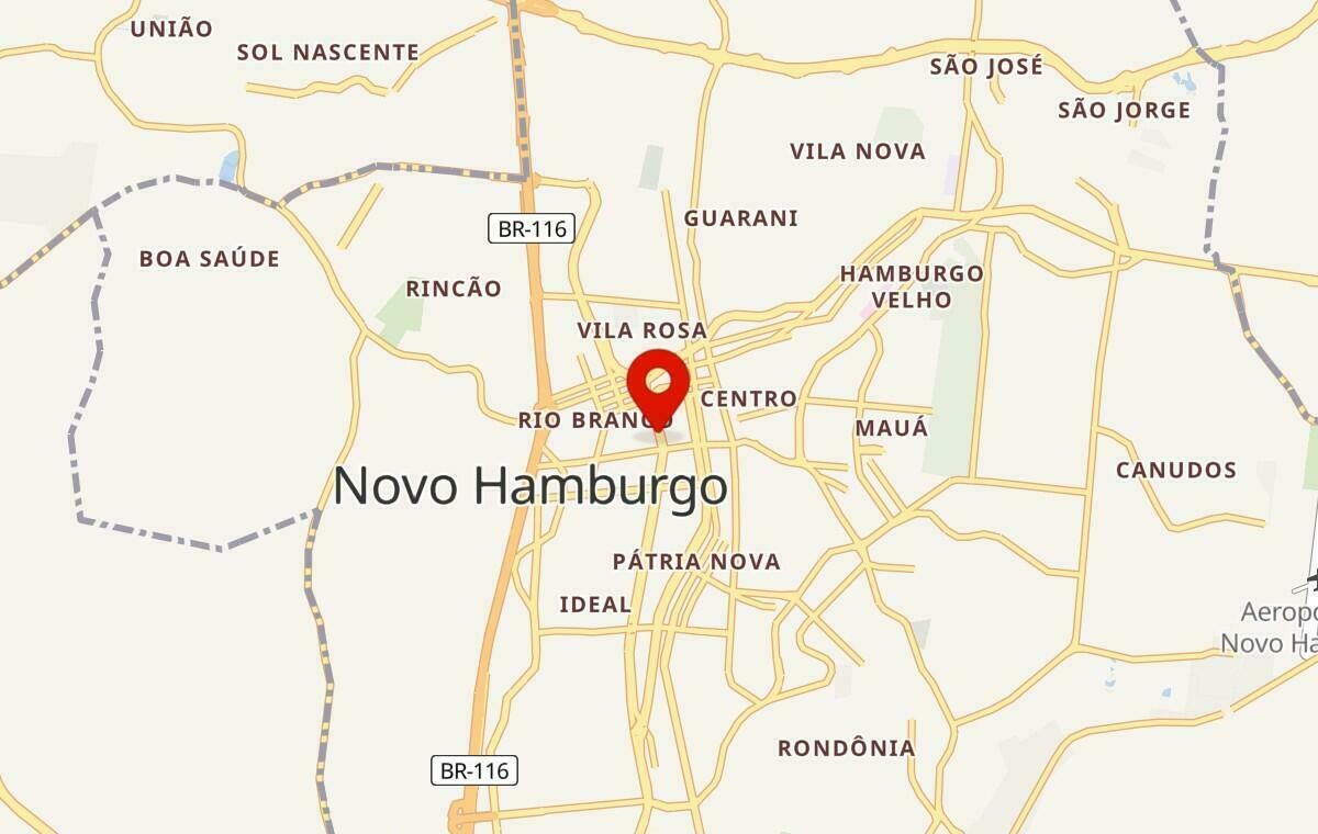 Mapa de Novo Hamburgo no Rio Grande do Sul