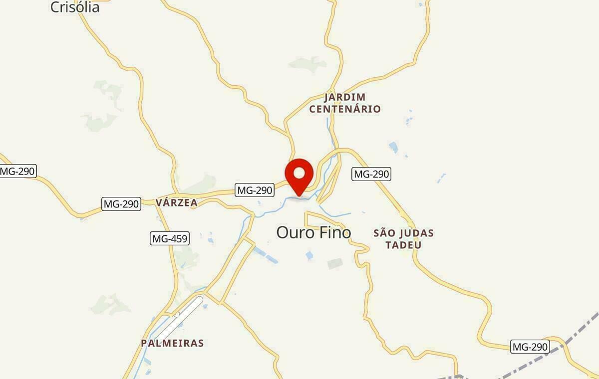 Mapa de Ouro Fino em Minas Gerais