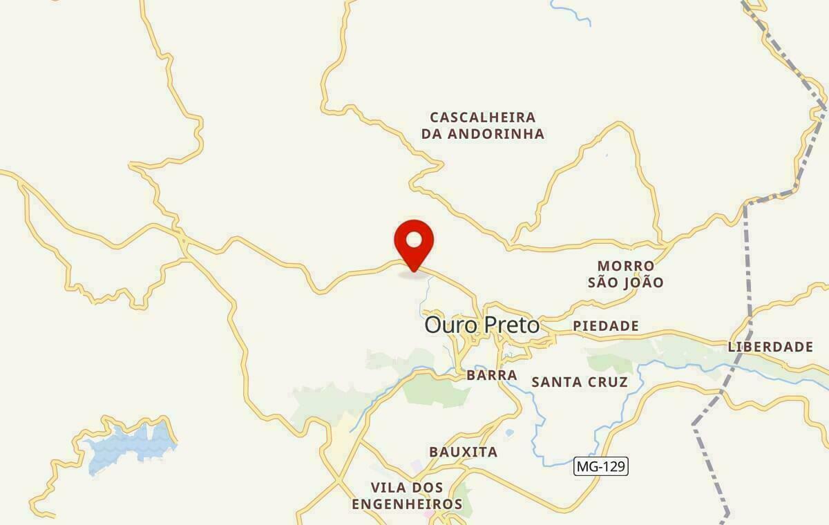 Mapa de Ouro Preto em Minas Gerais