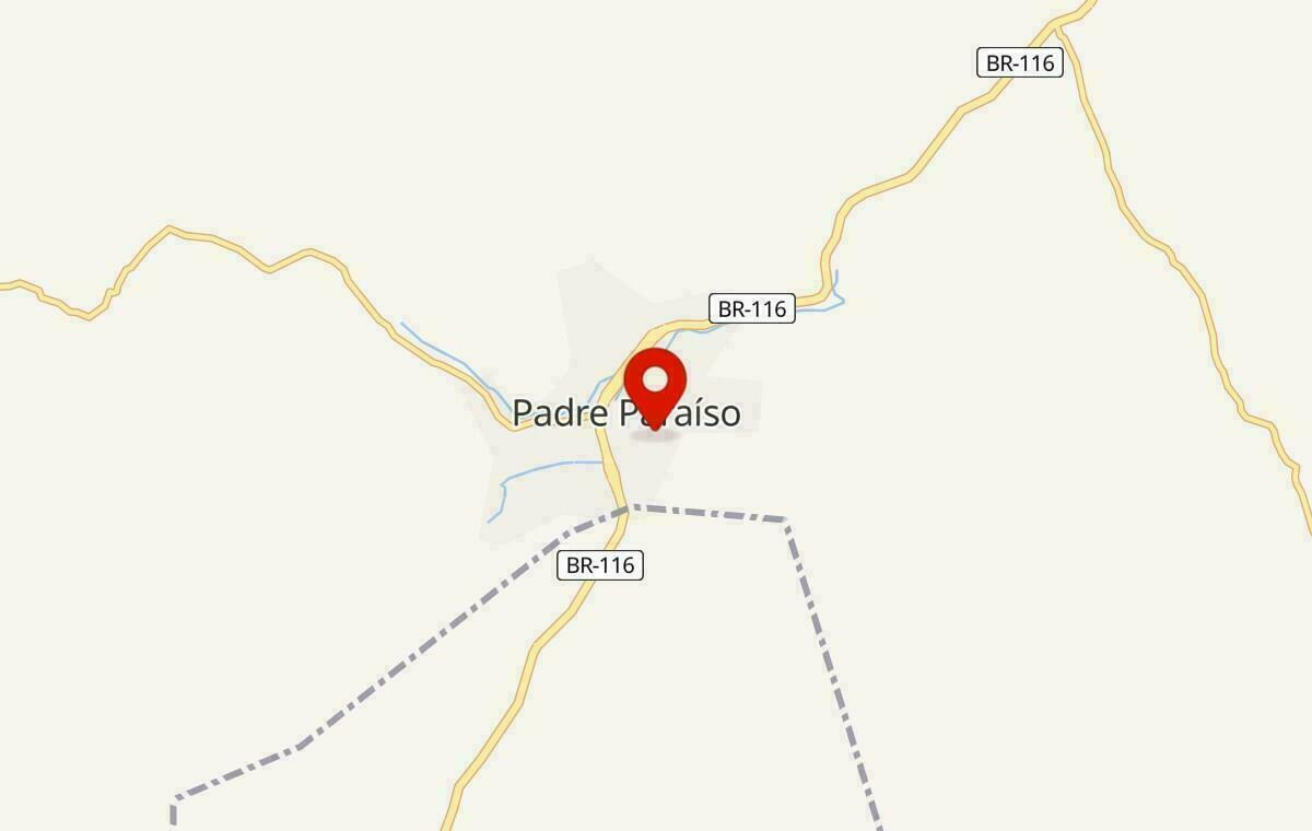 Mapa de Padre Paraíso em Minas Gerais