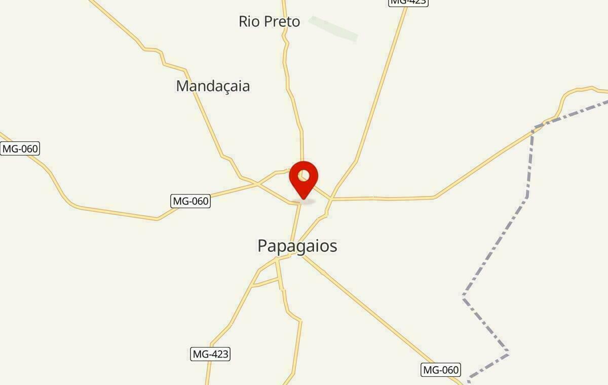 Mapa de Papagaios em Minas Gerais