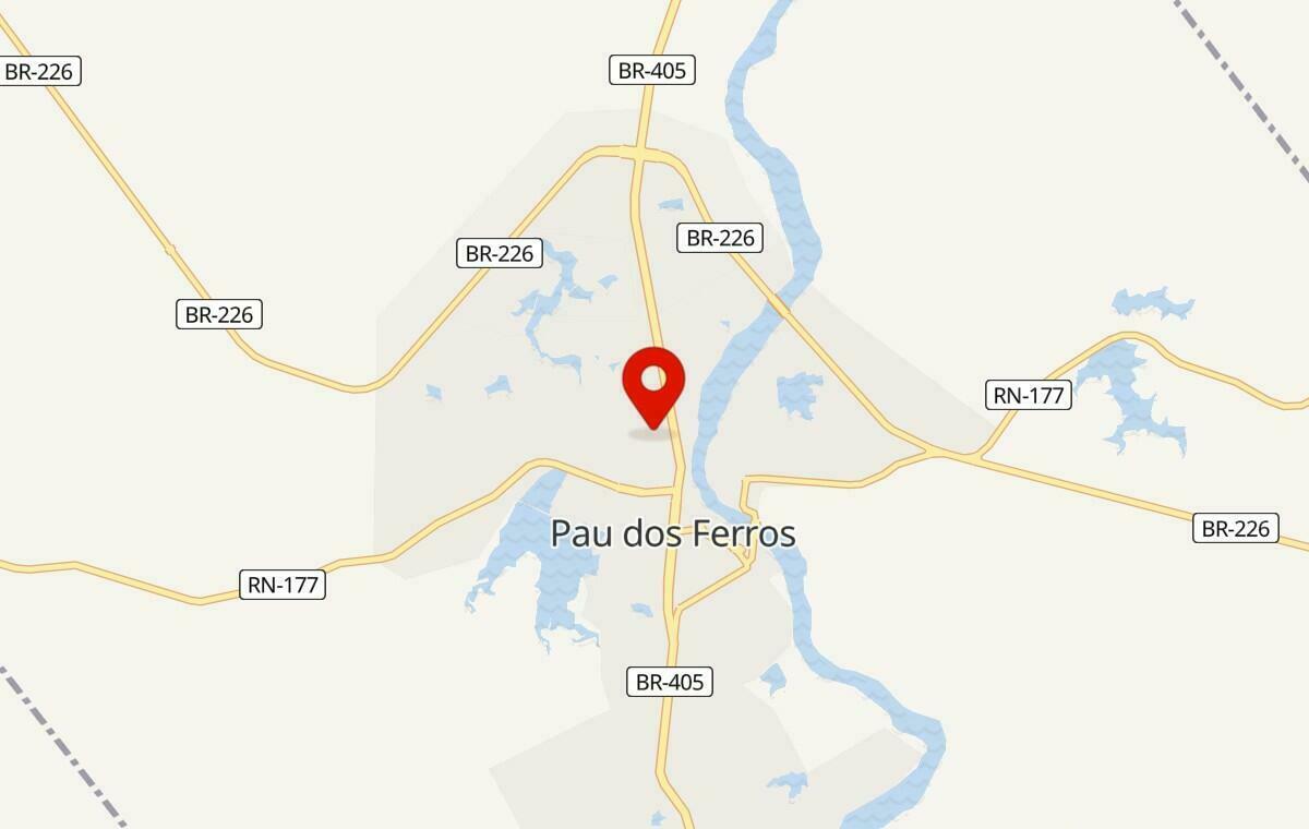 Mapa de Pau dos Ferros no Rio Grande do Norte