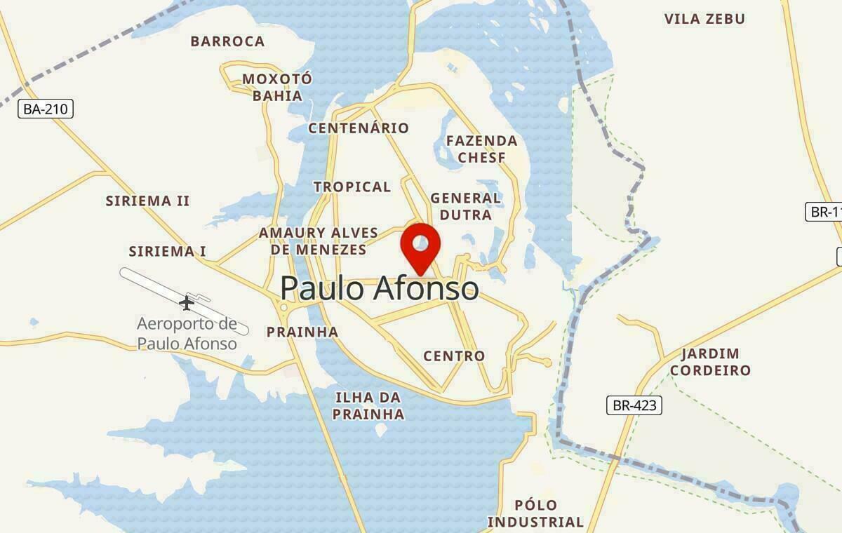 Mapa de Paulo Afonso na Bahia