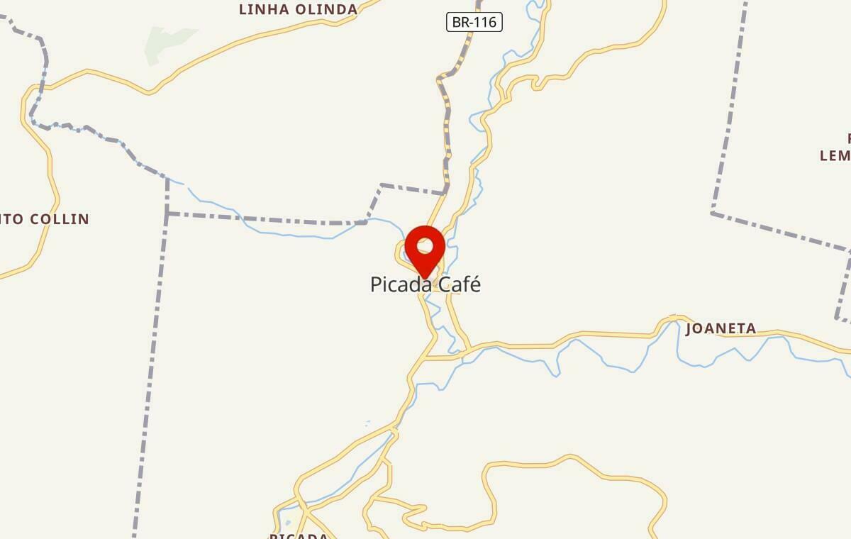 Mapa de Picada Café no Rio Grande do Sul
