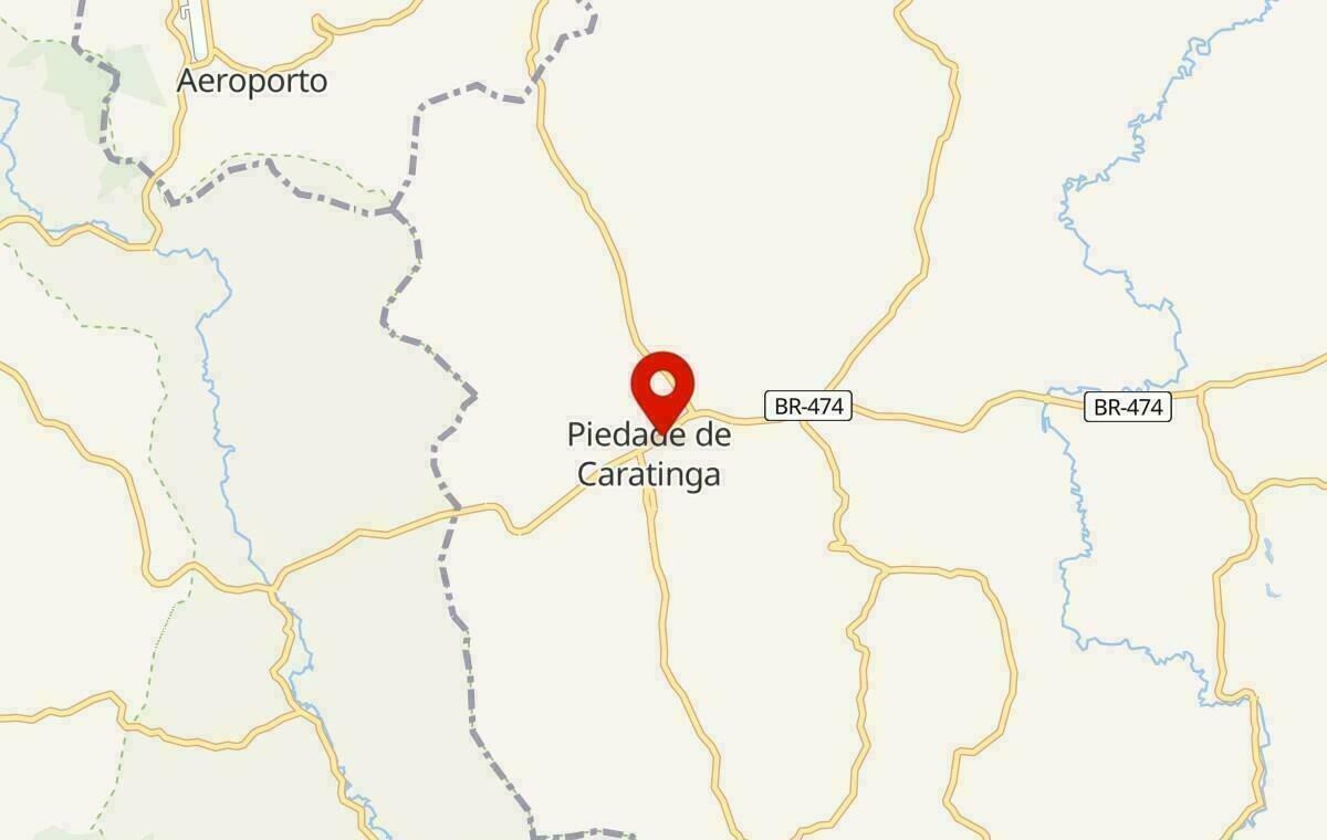 Mapa de Piedade de Caratinga em Minas Gerais