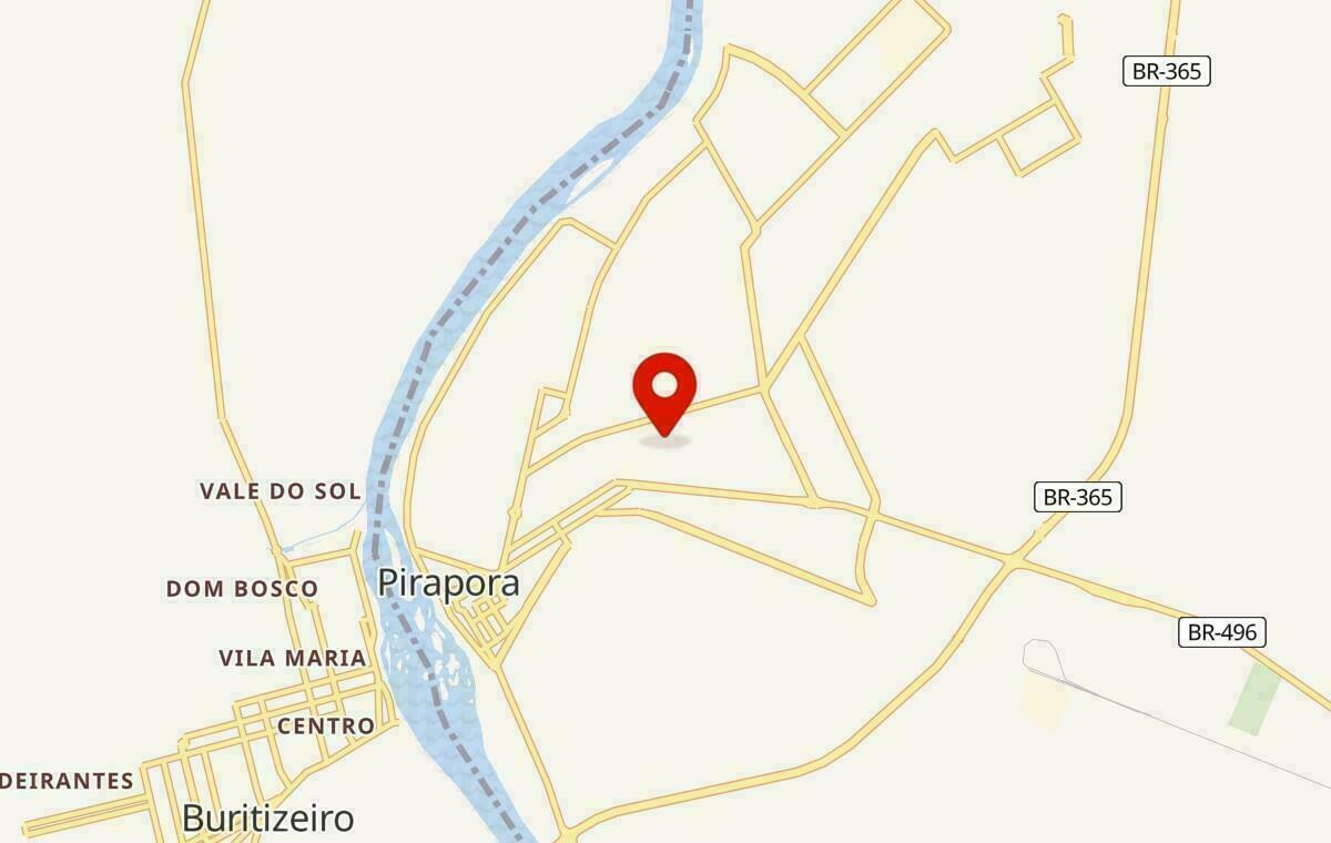 Mapa de Pirapora em Minas Gerais