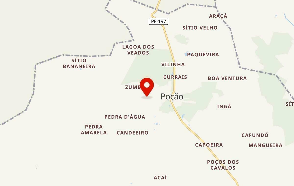 Mapa de Poção em Pernambuco
