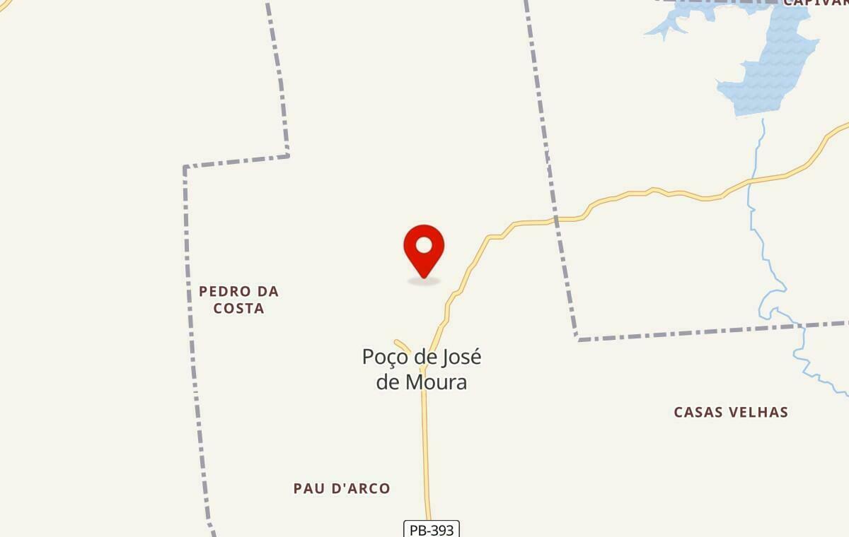 Mapa de Poço de José de Moura na Paraíba
