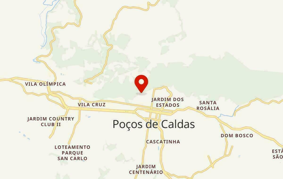 Mapa de Poços de Caldas em Minas Gerais