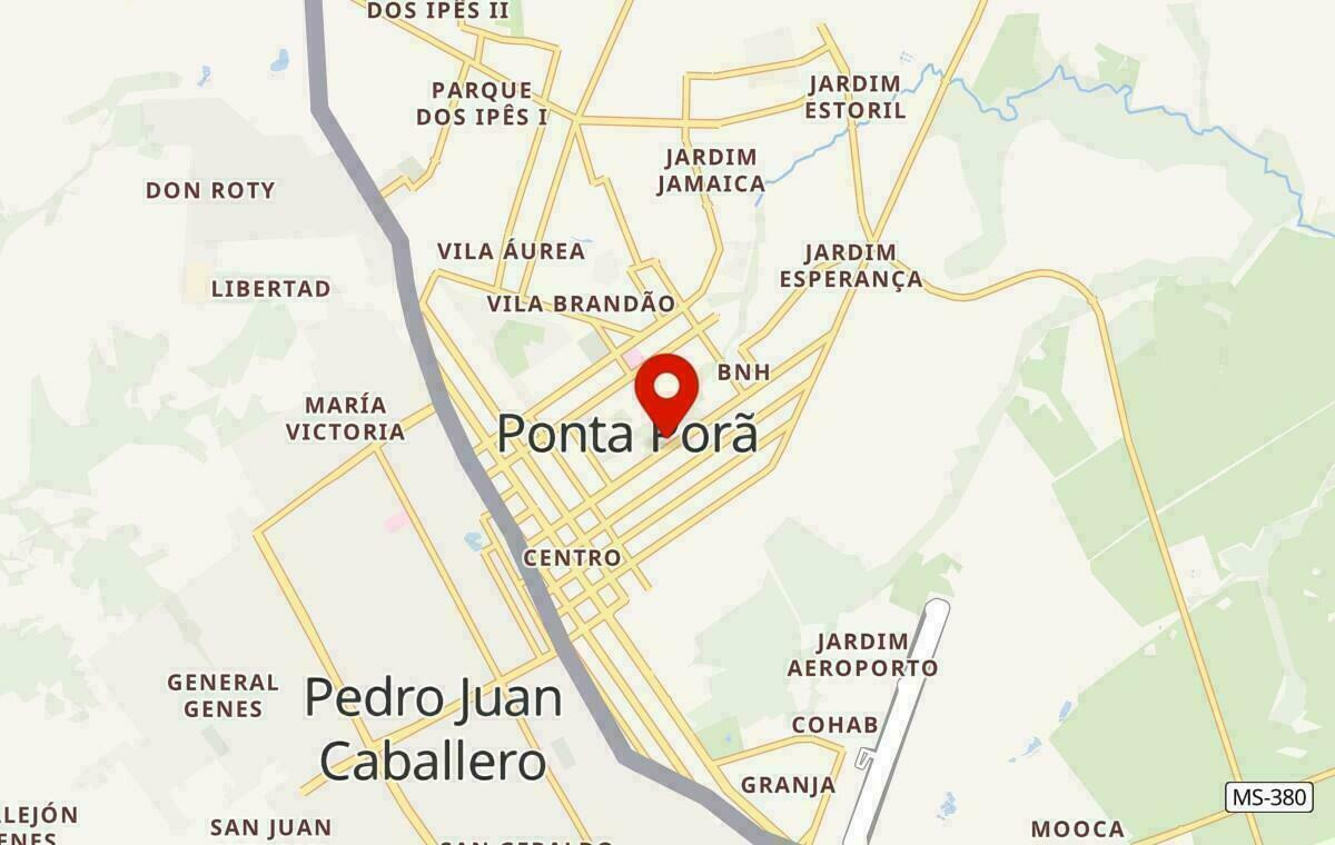 Mapa de Ponta Porã no Mato Grosso do Sul