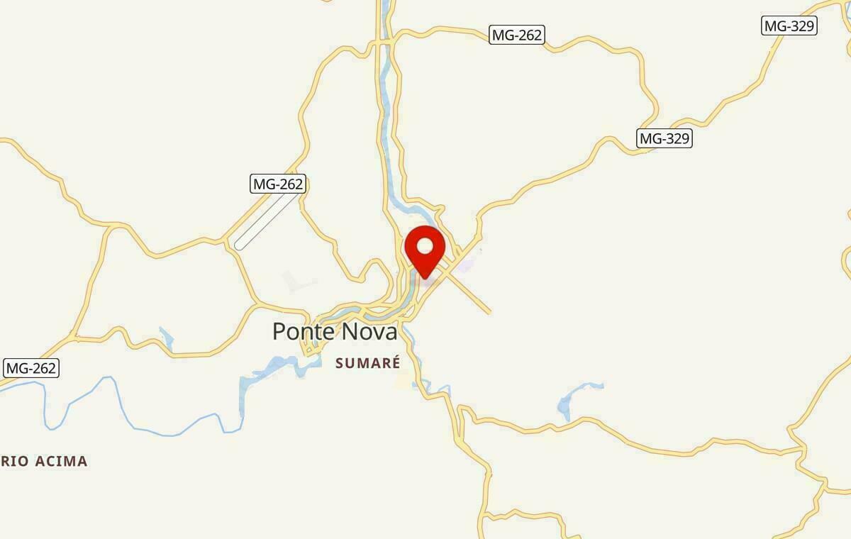 Mapa de Ponte Nova em Minas Gerais