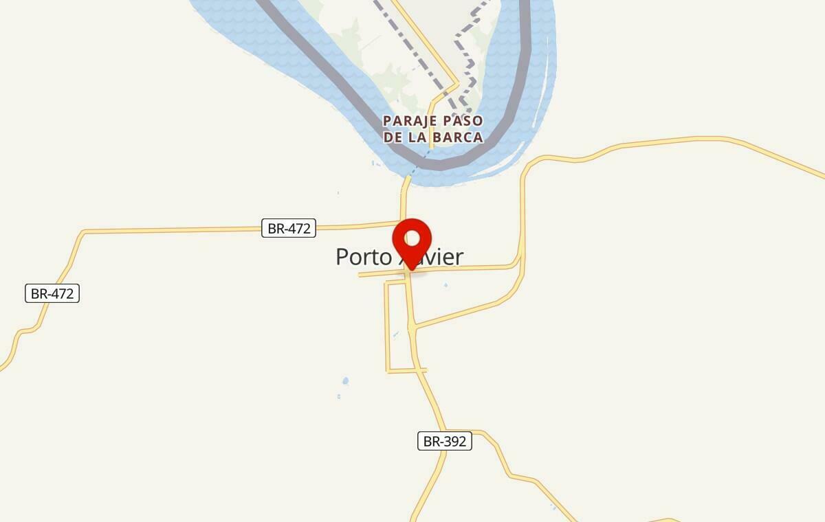 Mapa de Porto Xavier no Rio Grande do Sul