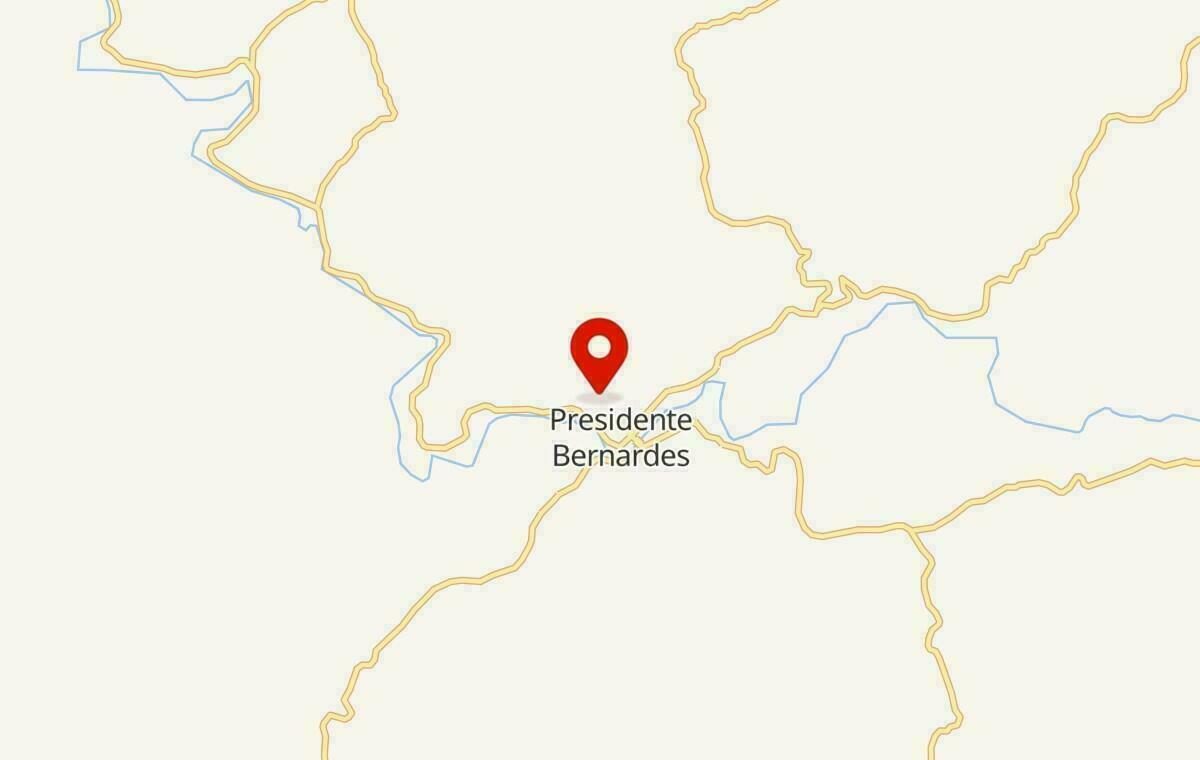 Mapa de Presidente Bernardes em Minas Gerais