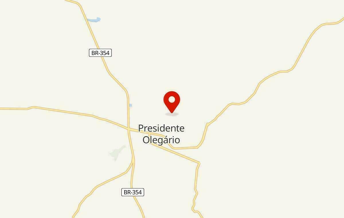 Mapa de Presidente Olegário em Minas Gerais