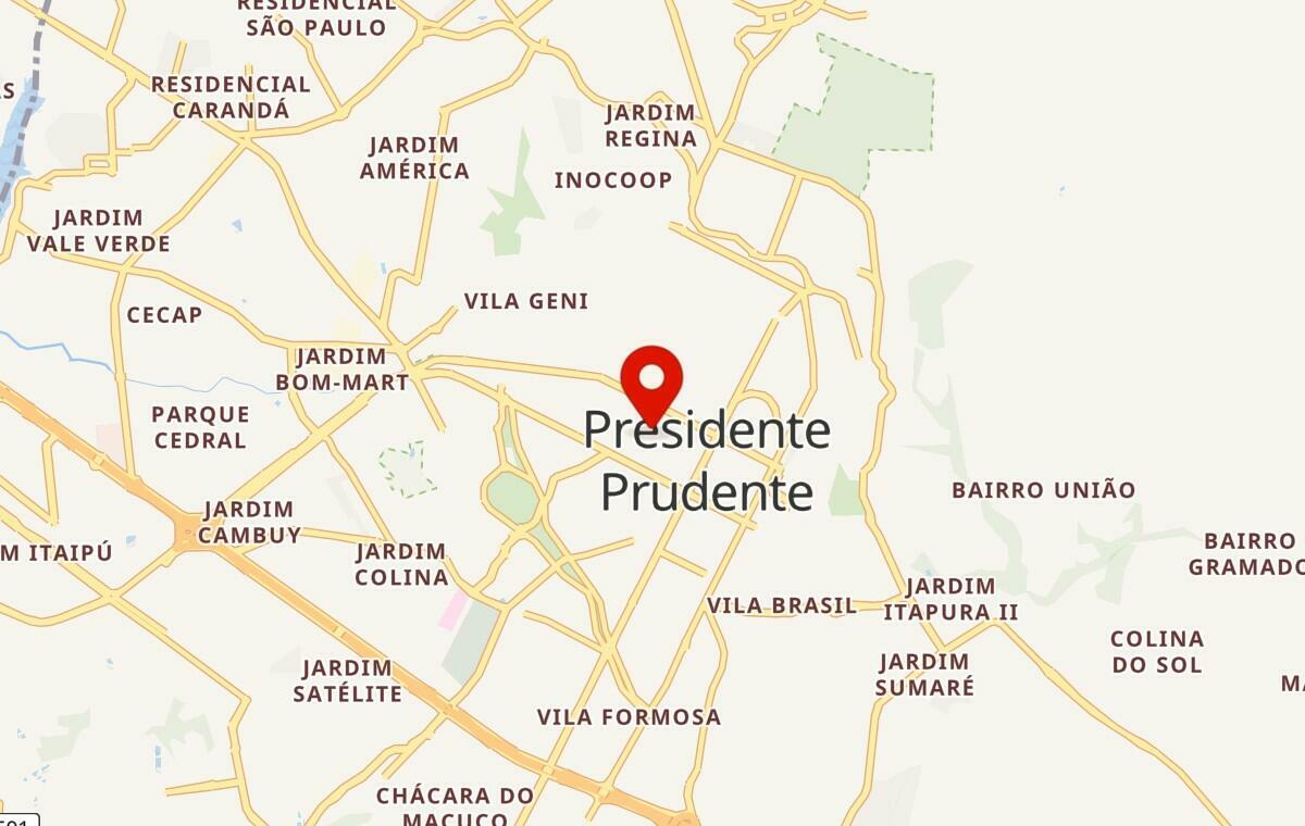 Mapa de Presidente Prudente em São Paulo