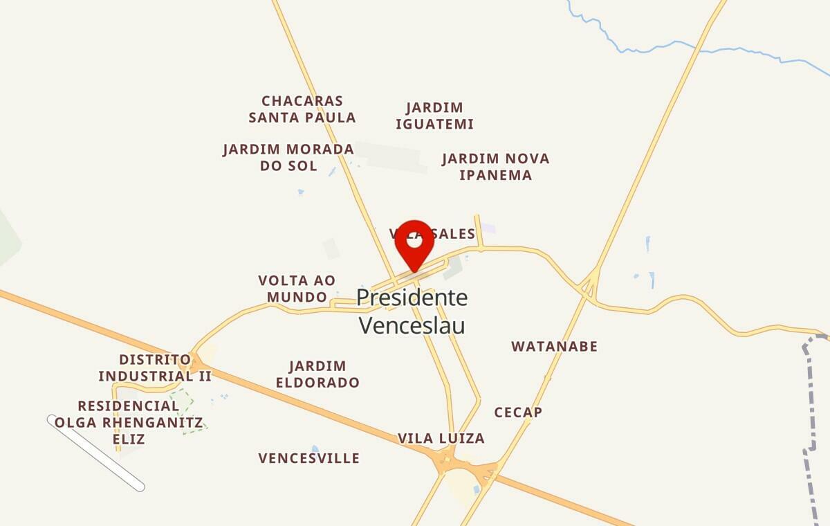 Mapa de Presidente Venceslau em São Paulo
