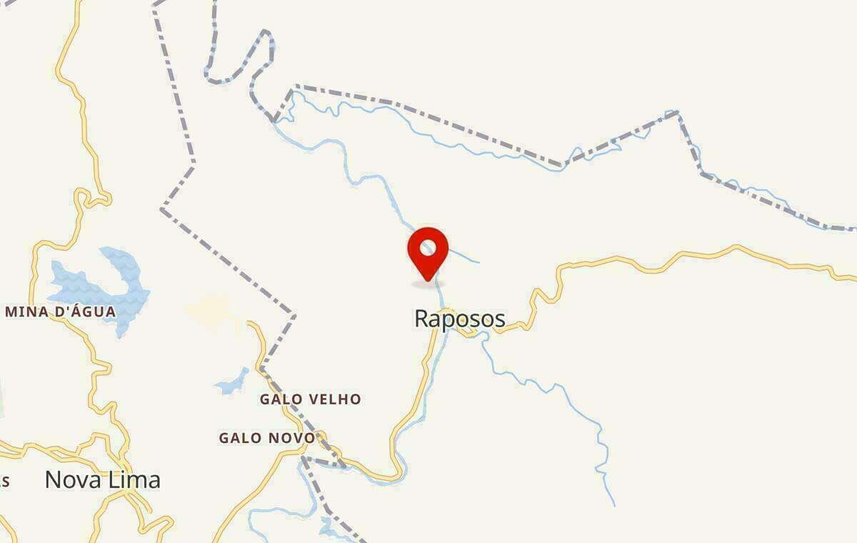 Mapa de Raposos em Minas Gerais