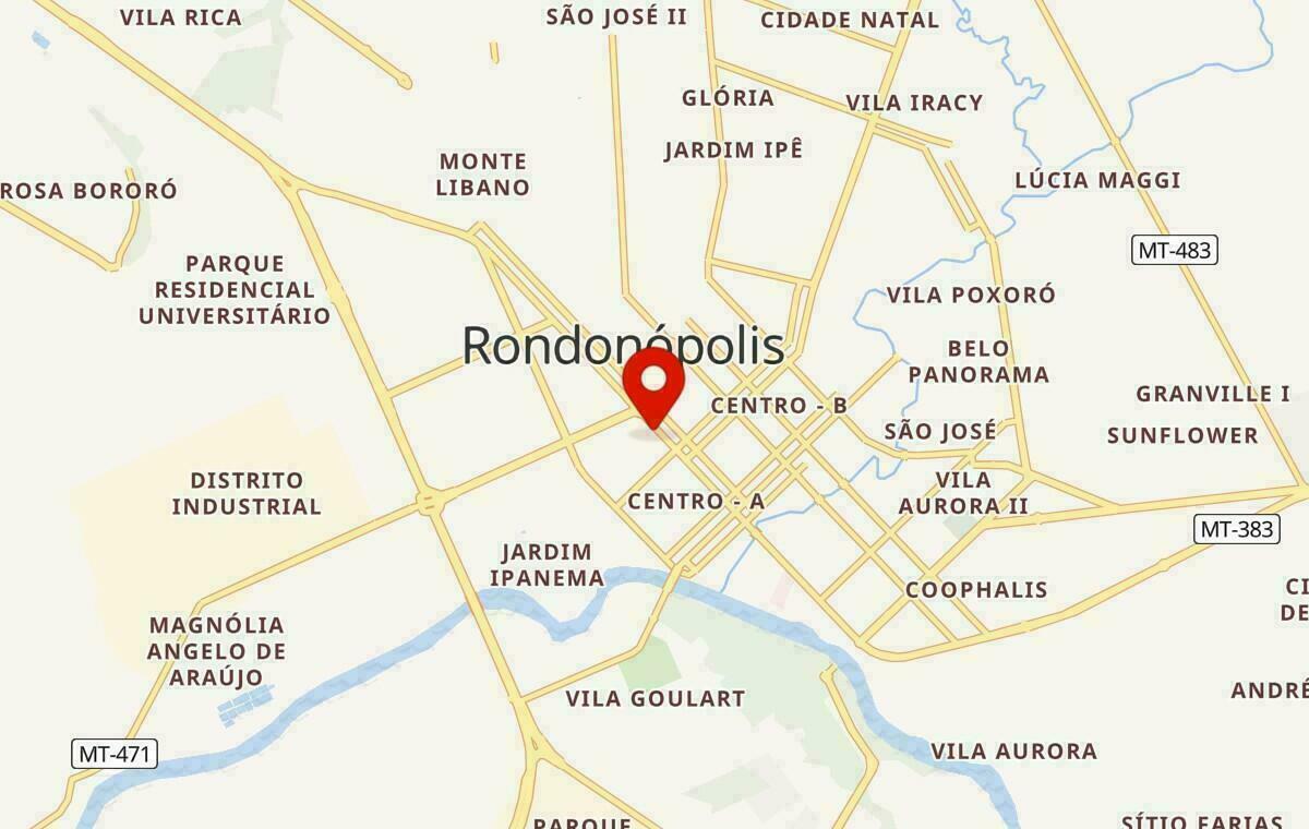 Mapa de Rondonópolis no Mato Grosso