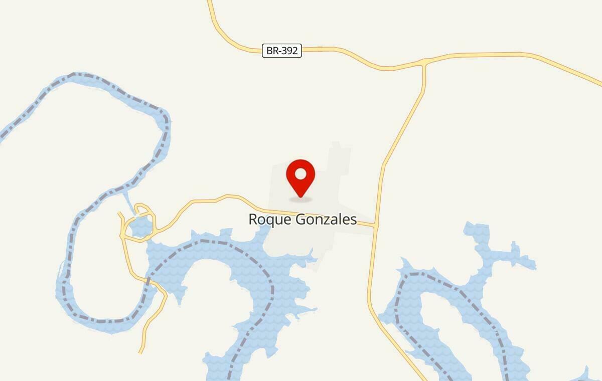 Mapa de Roque Gonzales no Rio Grande do Sul