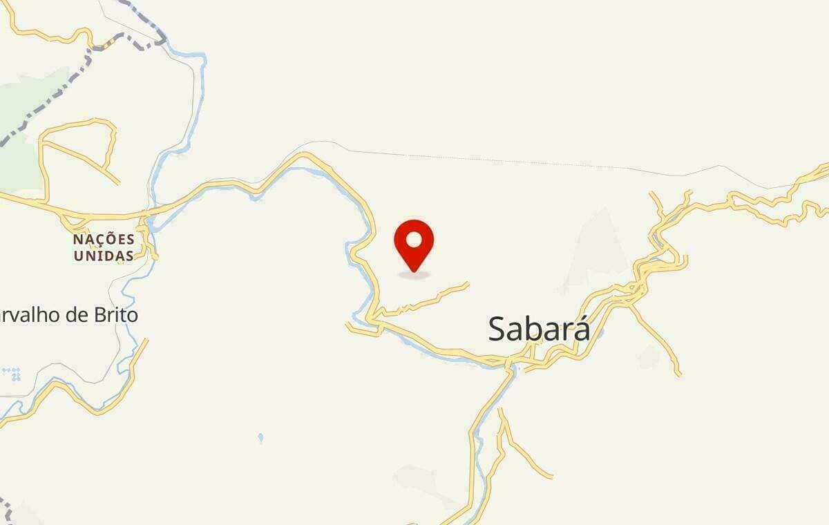 Mapa de Sabará em Minas Gerais