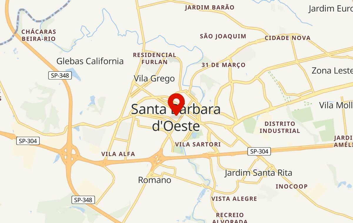 Mapa de Santa Bárbara d'Oeste em São Paulo