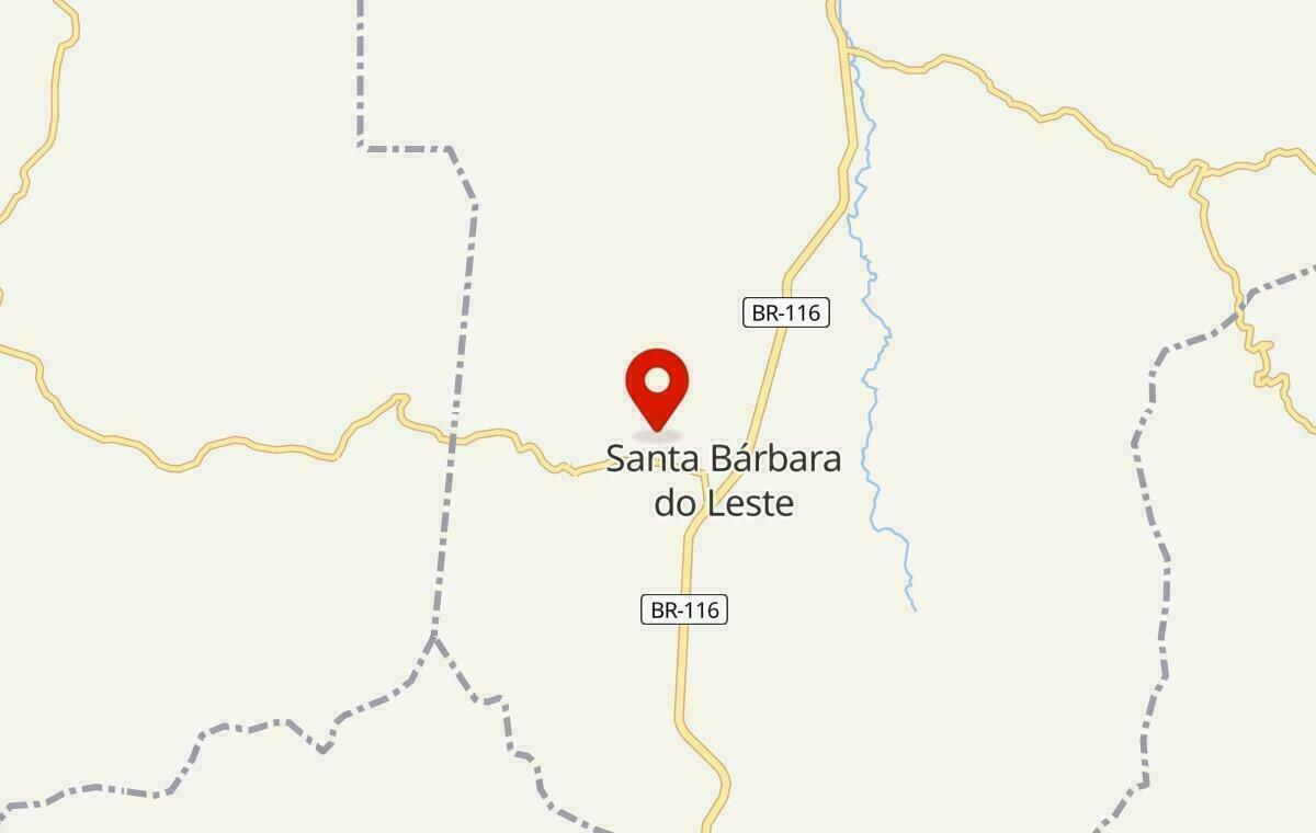 Mapa de Santa Bárbara do Leste em Minas Gerais