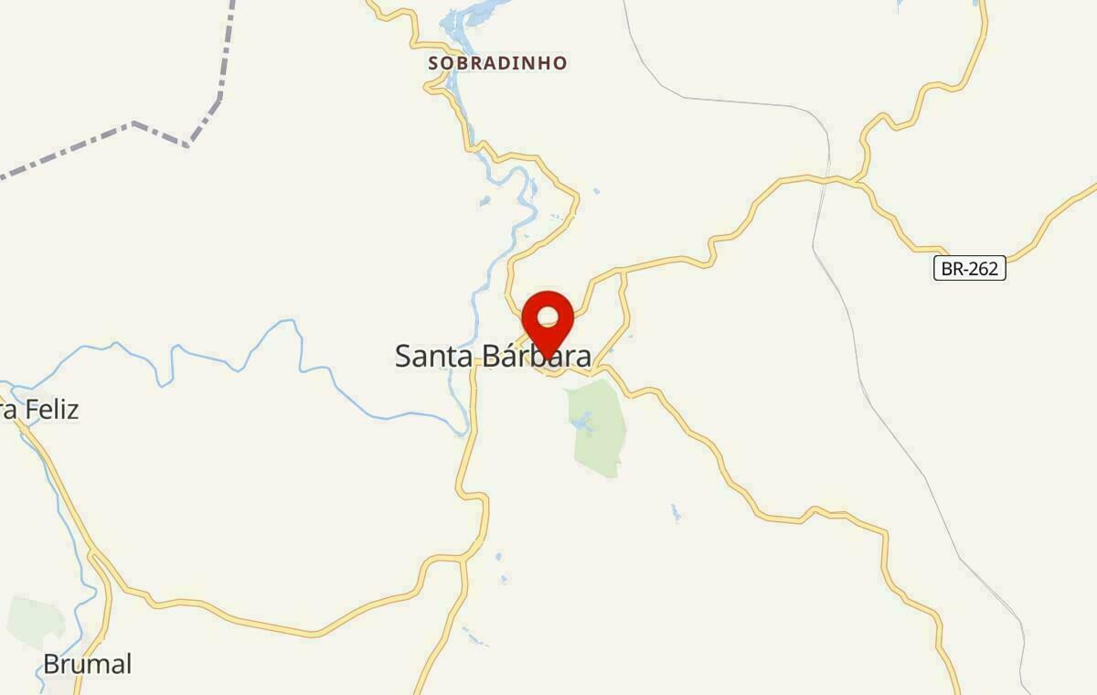 Mapa de Santa Bárbara em Minas Gerais