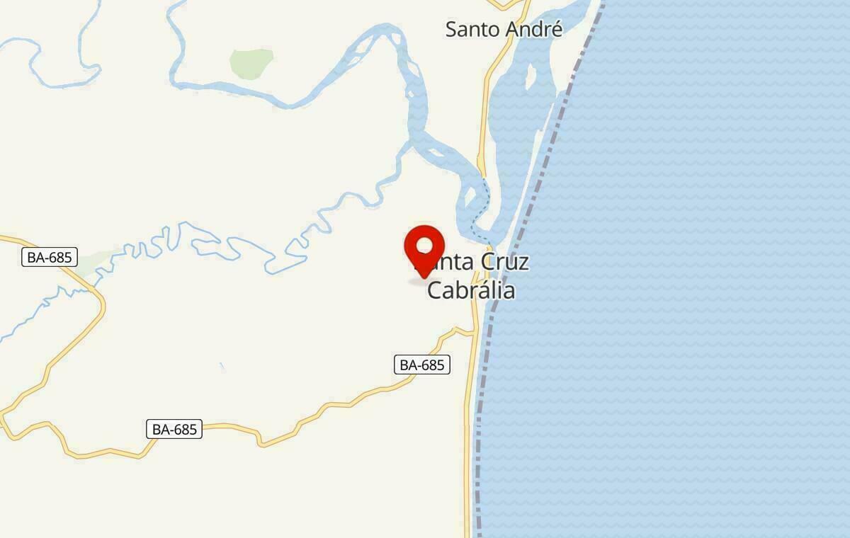 Mapa de Santa Cruz Cabrália na Bahia