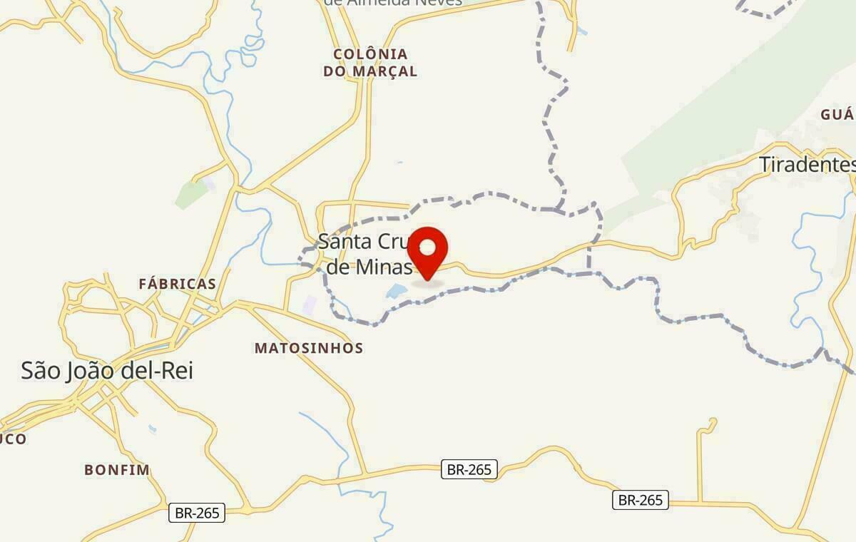 Mapa de Santa Cruz de Minas em Minas Gerais