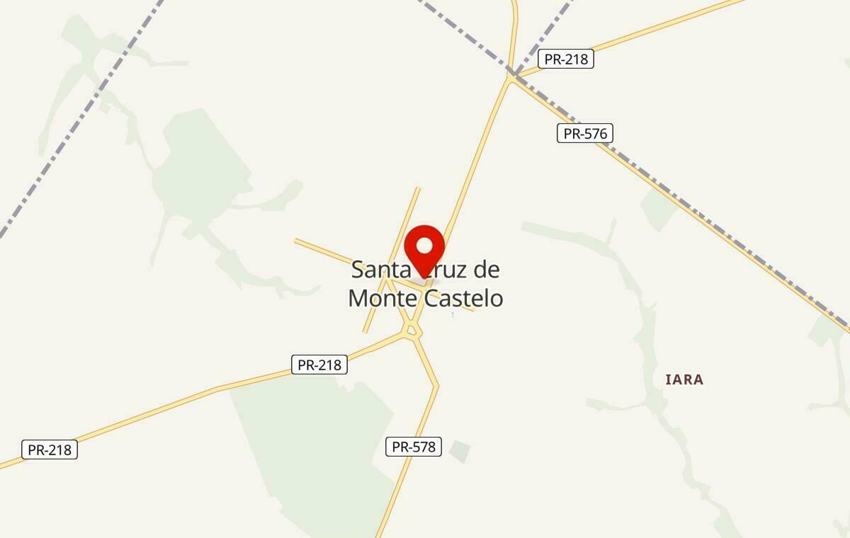 Mapa de Santa Cruz de Monte Castelo no Paraná