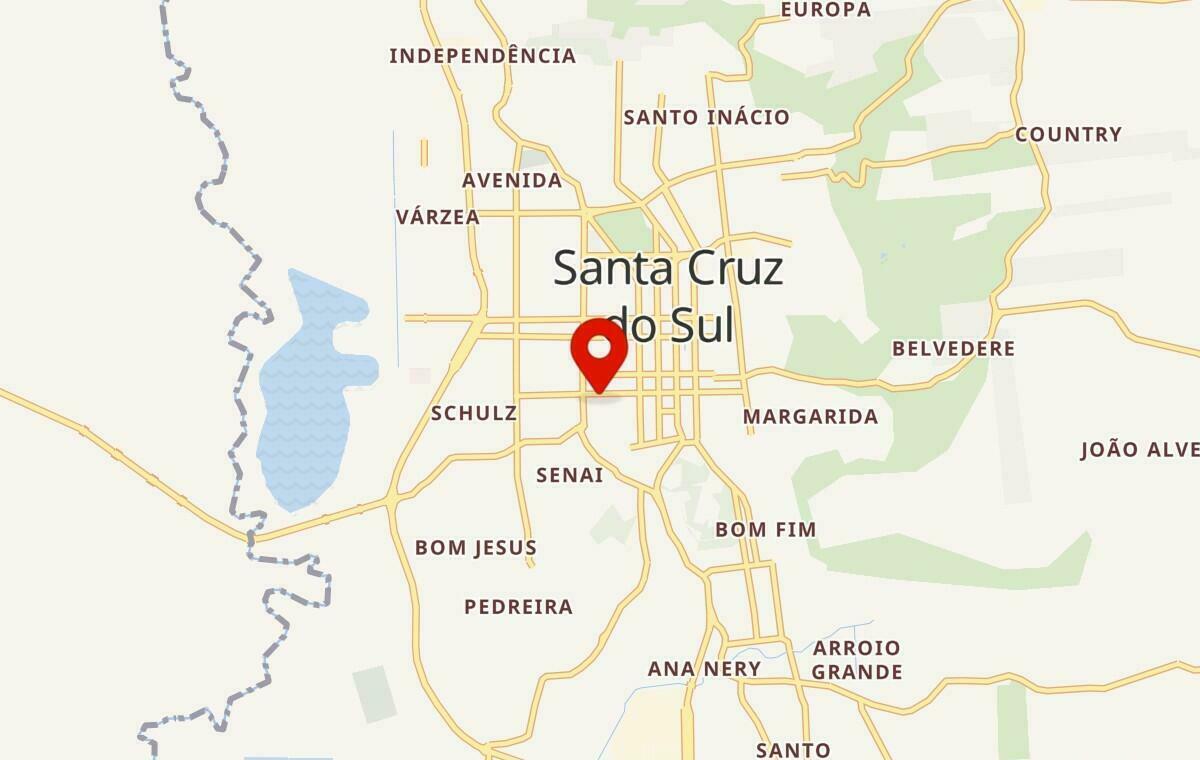 Mapa de Santa Cruz do Sul no Rio Grande do Sul