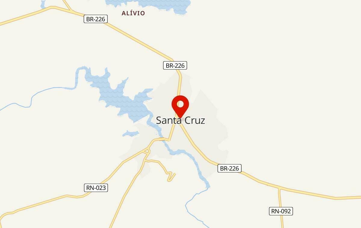 Mapa de Santa Cruz no Rio Grande do Norte