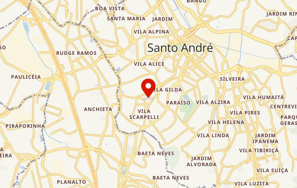 Mapa de Santo André em São Paulo