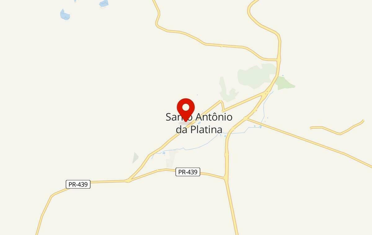 Mapa de Santo Antônio da Platina no Paraná
