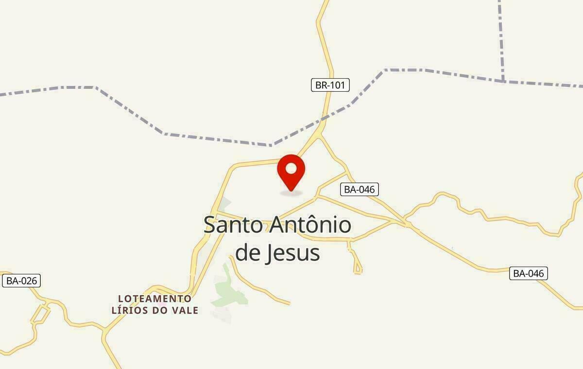 Mapa de Santo Antônio de Jesus na Bahia