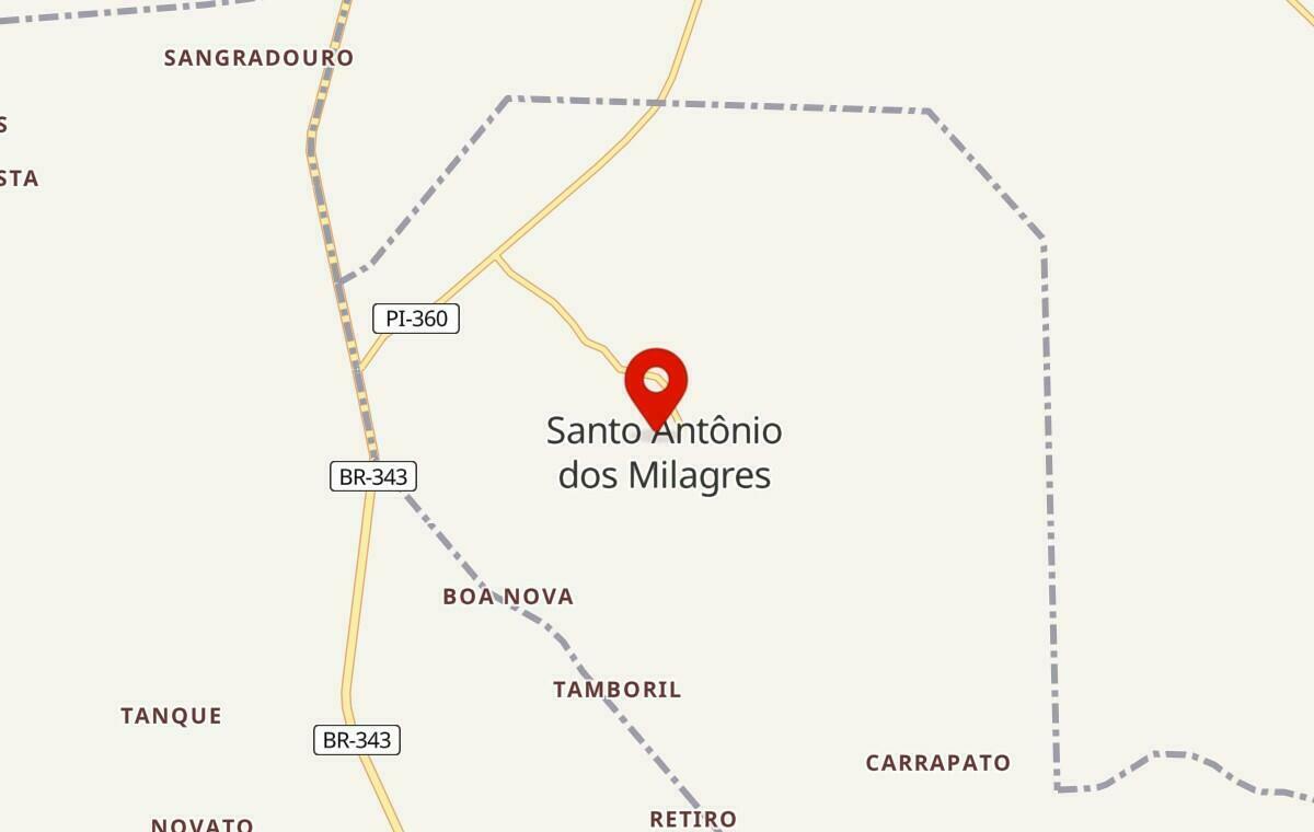 Mapa de Santo Antônio dos Milagres no Piauí