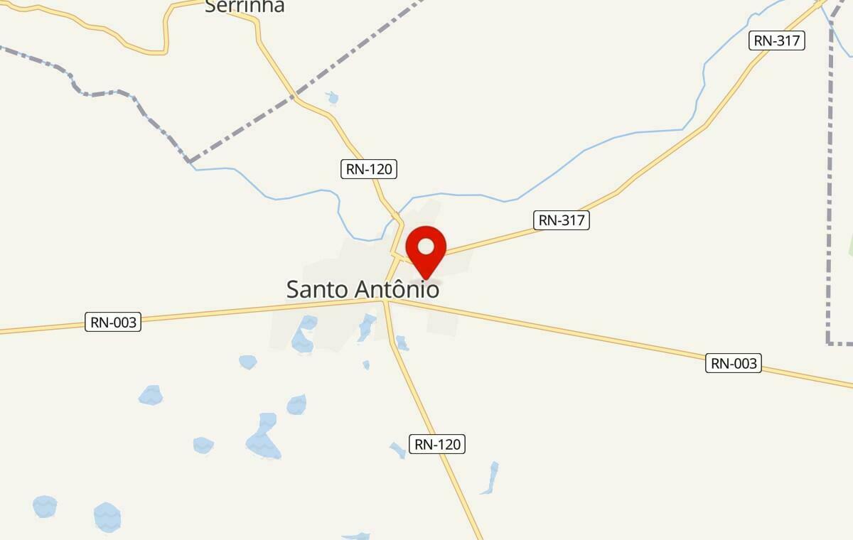 Mapa de Santo Antônio no Rio Grande do Norte
